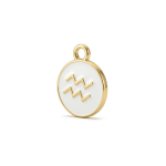 White Aquarius Zodiac Sign Enamel Charm - 12×15mm Gold Plated - Image 3