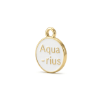 White Aquarius Zodiac Sign Enamel Charm - 12×15mm Gold Plated - Image 4