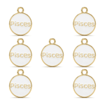 White Pisces Zodiac Sign Enamel Charm - 12×15mm Gold Plated White