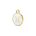 White Pisces Zodiac Sign Enamel Charm - 12×15mm Gold Plated White - Image 3
