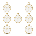 White Aries  Zodiac Sign Enamel Charm - 12×15mm Gold Plated - Image 2