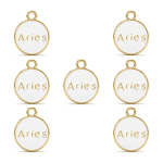 White Aries  Zodiac Sign Enamel Charm - 12×15mm Gold Plated