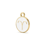 White Aries  Zodiac Sign Enamel Charm - 12×15mm Gold Plated - Image 3
