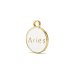 White Aries  Zodiac Sign Enamel Charm - 12×15mm Gold Plated - Image 4