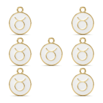 White Taurus  Zodiac Sign Enamel Charm - 12×15mm Gold Plated - Image 2
