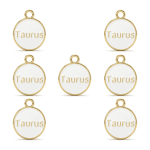 White Taurus  Zodiac Sign Enamel Charm - 12×15mm Gold Plated
