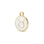 White Taurus  Zodiac Sign Enamel Charm - 12×15mm Gold Plated - Image 3
