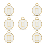 White Gemini  Zodiac Sign Enamel Charm - 12×15mm Gold Plated - Image 2