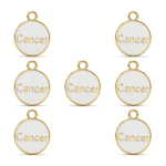 White Cancer Zodiac Sign Enamel Charm - 12×15mm Gold Plated