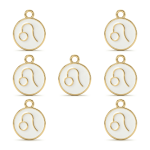 White Leo Zodiac Sign Enamel Charm - 12×15mm Gold Plated - Image 2