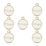 White Virgo Zodiac Sign Enamel Charm - 12×15mm Gold Plated