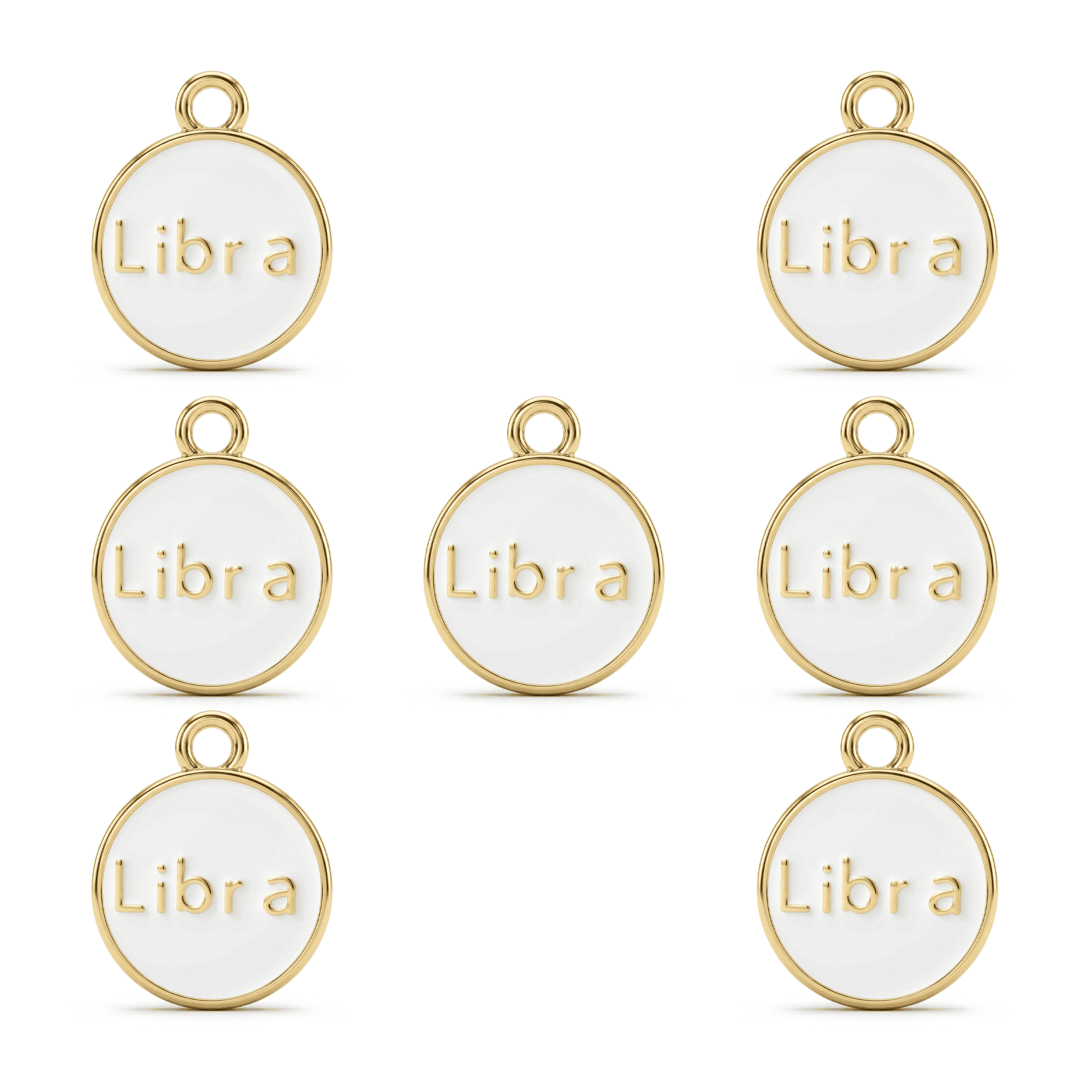 2804-1-2 White Libra Zodiac Sign Enamel Charm - 12×15mm Gold Plated - Image 1