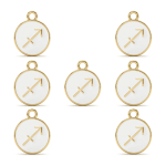 White Sagittarius Zodiac Sign Enamel Charm - 12×15mm Gold Plated - Image 2