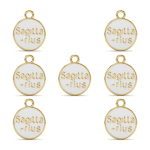 White Sagittarius Zodiac Sign Enamel Charm - 12×15mm Gold Plated
