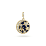 Moon|Star Blue Enamel Pendant with CZ Stones - 18×30mm 18K Gold Plated