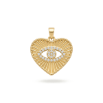 Evil Eye Heart Pendant with CZ Stone - 19×22mm 18K Gold Plated