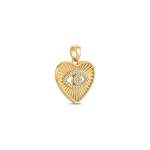Evil Eye Heart Pendant with CZ Stone - 19×22mm 18K Gold Plated - Image 2