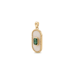 Green Crystal White Enamel Pendant - 11×27mm 18K Gold Plated - Image 2