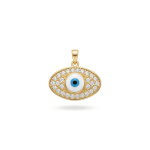 Evil Eye Pendant with CZ Stones - 19×21mm 18K Gold Plated