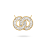 Linked Circle Double Loop  Pendant with CZ Stones - 15×21mm 18K Gold Plated