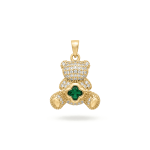 Lucky Teddy Pendant with CZ Stones - 18×25 18K Gold Plated