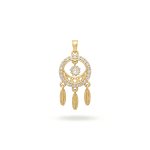 Dream Catcher Pendant with CZ Stones - 15×33mm 18K Gold Plated