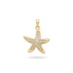 Sea Star Pendant with CZ Stones - 19×26mm 18K Gold Plated