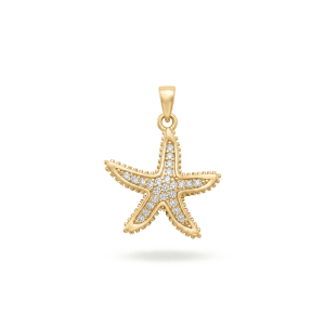 Sea Star Pendant with CZ Stones – 19×26mm 18K Gold Plated