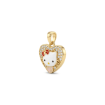 Kitty Heart  White Enamel Pendant with CZ Stones - 16×20mm 18K Gold Plated - Image 2