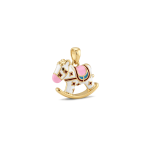 White Baby Rocking Horse Enamel Pendant - 18×20mm 18K Gold Plated - Image 2