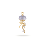Pearl Jellyfish Blue Enamel Pendant with CZ Stone - 15×36mm 18K Gold Plated