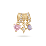 Star,Love,Pink Crystal Triple Pendant - 15×17mm 18K Gold Plated