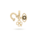 Evil Eye|Horseshoe|Clover Triple Pendant with CZ Stones - 26×28mm 18K Gold Plated