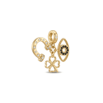 Evil Eye|Horseshoe|Clover Triple Pendant with CZ Stones - 26×28mm 18K Gold Plated - Image 2