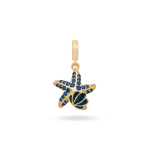 Shell|Star Blue Enamel Pendant with CZ Stone - 14×26mm 18K Gold Plated
