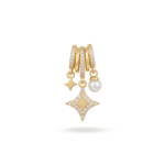 Star,Pearl,Crystal Triple Pendant - 12×30mm 18K Gold Plated