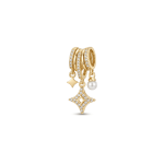 Star,Pearl,Crystal Triple Pendant - 12×30mm 18K Gold Plated - Image 2
