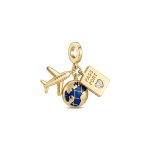 Airplane|Passport|Globe Enamel Triple Pendant with CZ Stone - 26×32mm 18K Gold Plated - Image 2