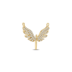 Angel Wings Double Loop Pendant with CZ Stones - 22×24mm 18K Gold Plated - Image 2