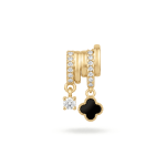 Black Van Cleef Enamel Crystal Triple Pendant - 12×22mm 18K Gold Plated