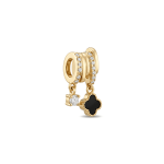 Black Van Cleef Enamel Crystal Triple Pendant - 12×22mm 18K Gold Plated - Image 2