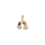Happy Rainbow Pendant with Multicolor Crystals and CZ Stones - 15×17mm 18K Gold Plated - Image 2