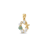 Sea Elements Enamel Pendant with CZ Stone - 15×24mm 18K Gold Plated - Image 2