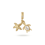 Starfish Turtle with CZ Stone Double Pendant - 22×25mm 18K Gold Plated