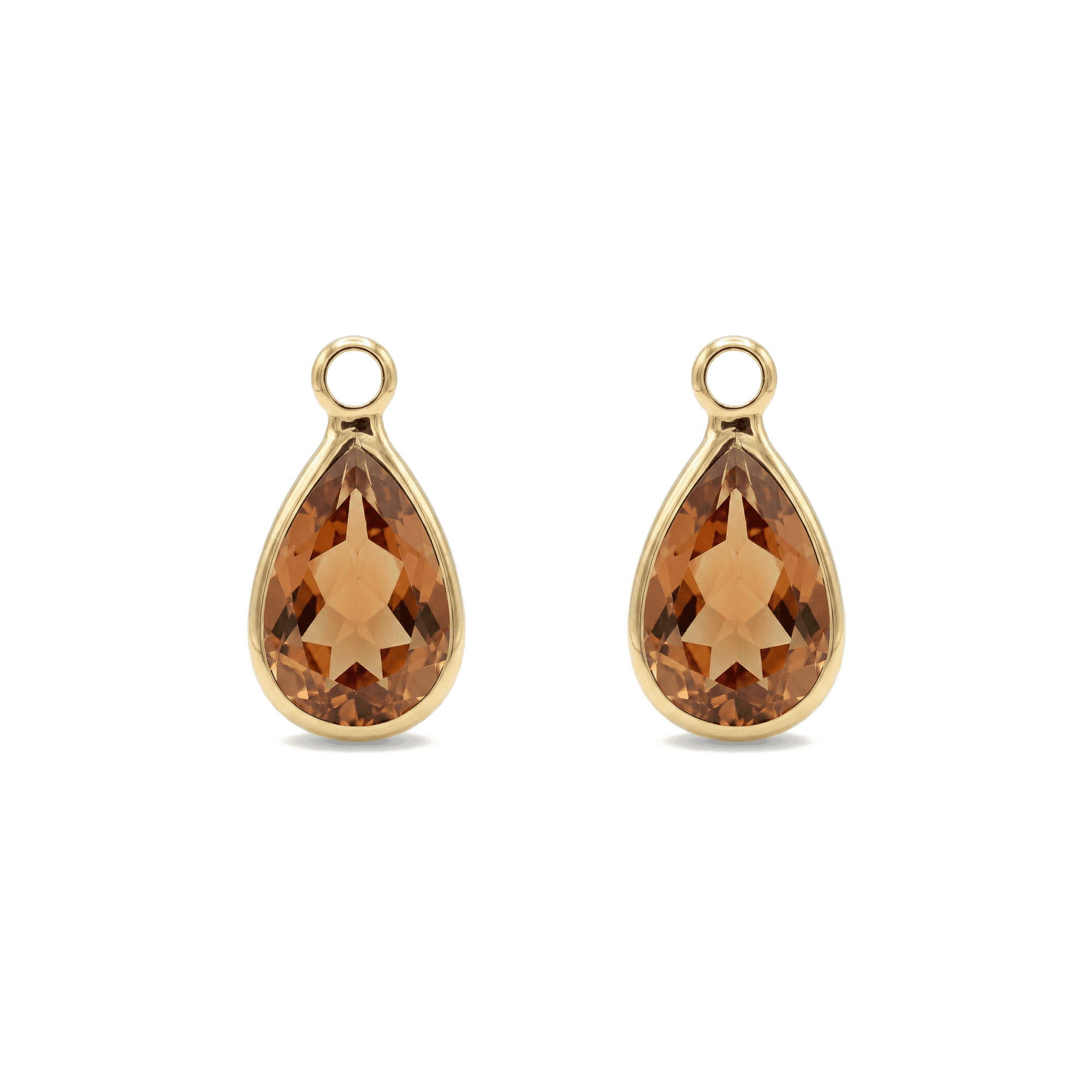 2837-1 Peach Teardrop Crystal Charm - 8×14mm 18K Gold Plated - Image 1