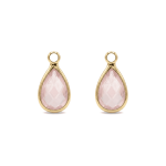 Pink Teardrop Crystal Charm - 8×14mm 18K Gold Plated