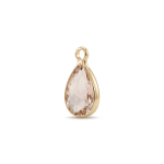 Pink Teardrop Crystal Charm - 8×14mm 18K Gold Plated - Image 2