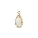 White Teardrop Crystal Charm - 8×14mm 18K Gold Plated - Image 2