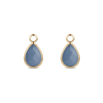 Blue Teardrop Crystal Charm - 7×12mm 18K Gold Plated
