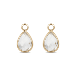 White Teardrop Crystal Charm - 7×12mm 18K Gold Plated